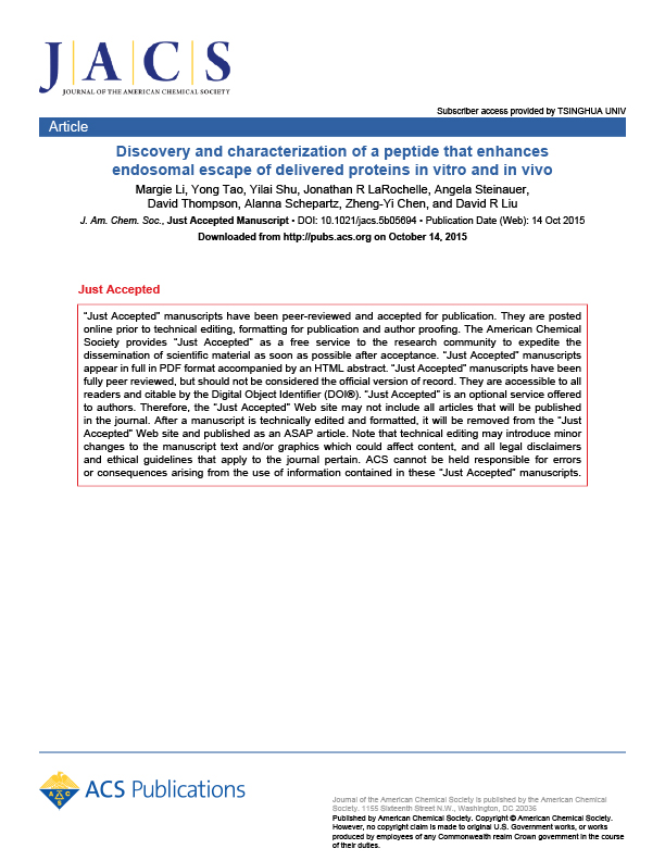 Discovery and characterization of a peptide that enhances endosomal escape of delivered proteins in vitro and in vivo