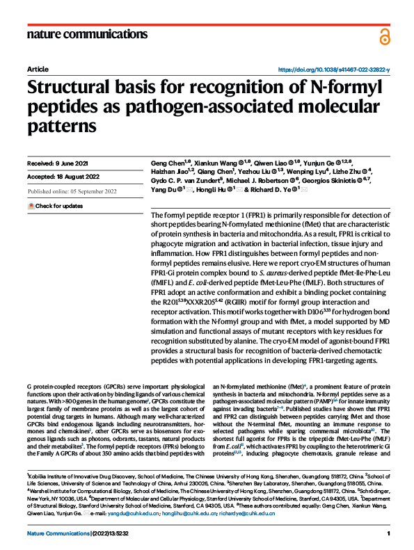 Structural basis for recognition of N-formyl peptides as pathogen-associated molecular patterns